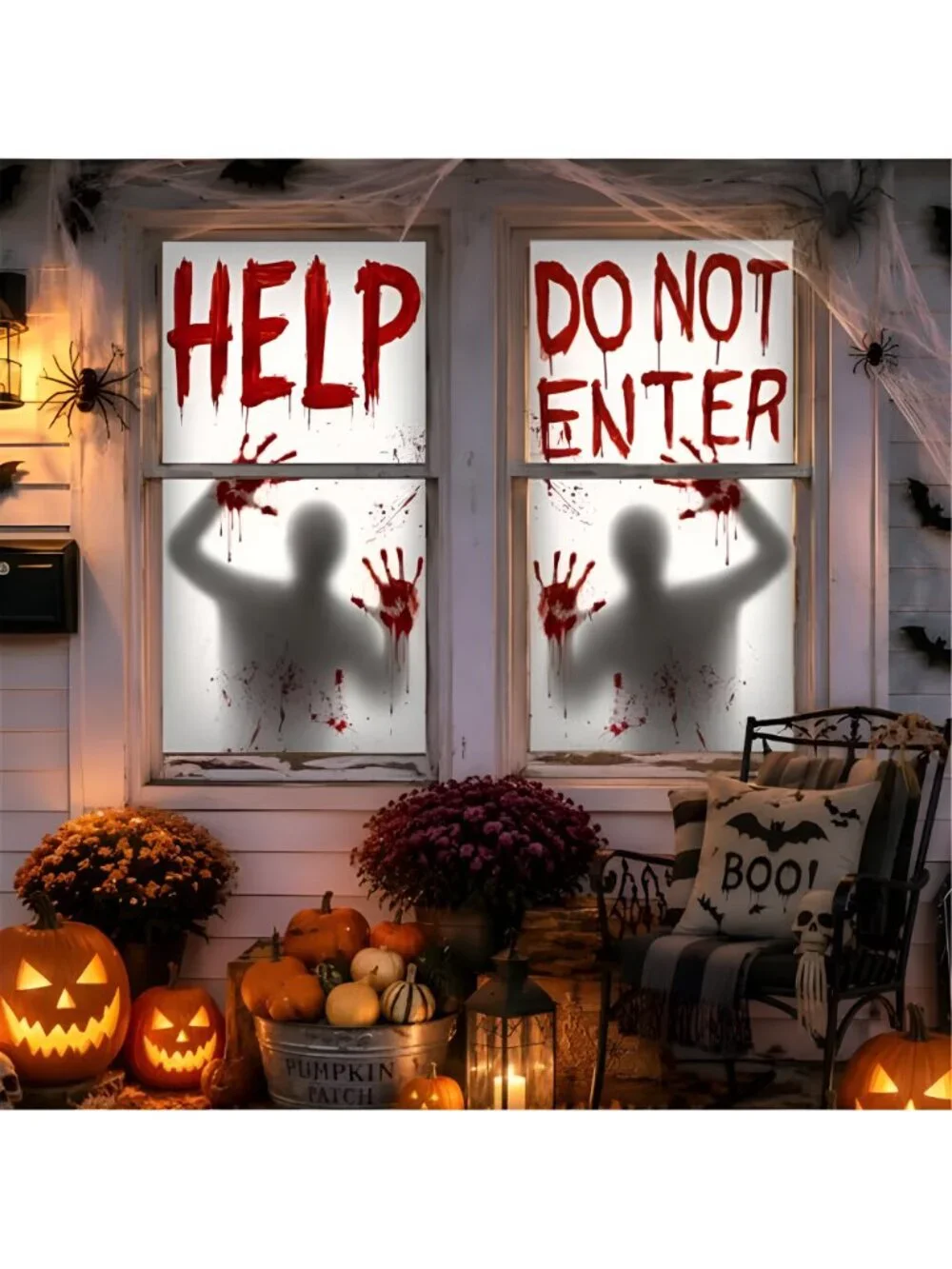 Halloween Decorations Door Cover Halloween Window Decorations 6Pcs Scary Window